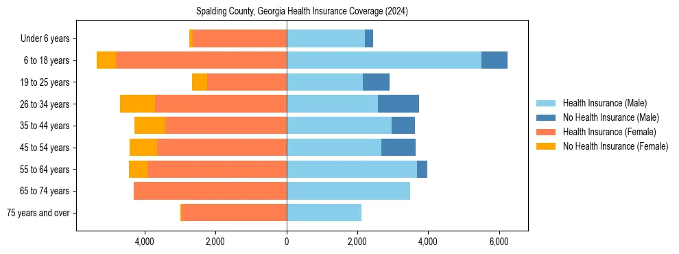 Health insurance pyramid for Spalding County, Georgia