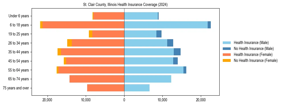 Health insurance pyramid for St. Clair County, Illinois