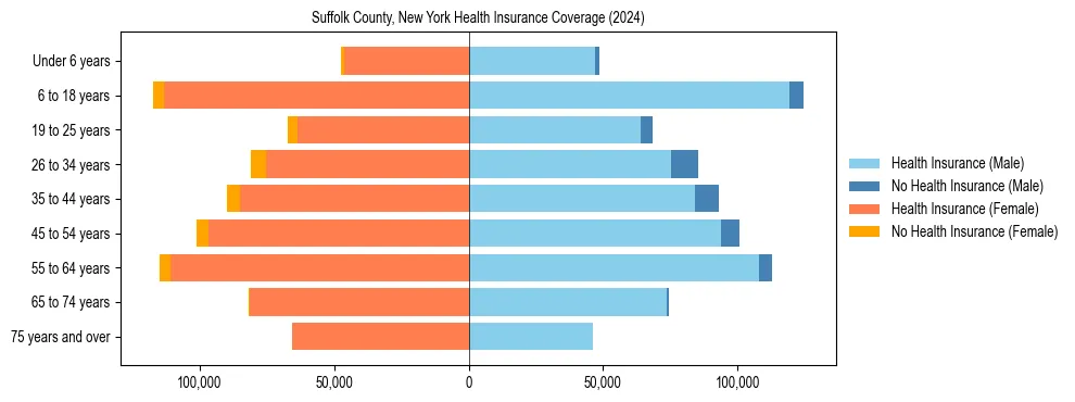 Health insurance pyramid for Suffolk County, New York