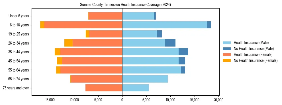 Health insurance pyramid for Sumner County, Tennessee