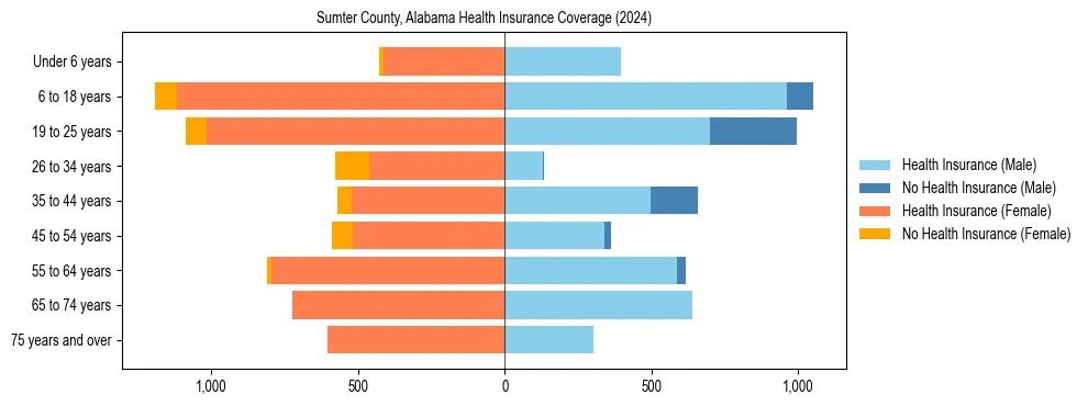 Health insurance pyramid for Sumter County, Alabama