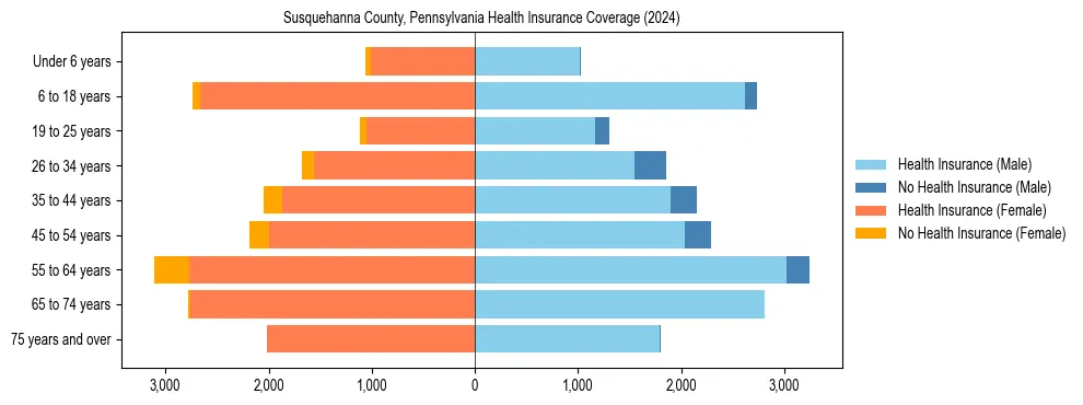 Health insurance pyramid for Susquehanna County, Pennsylvania