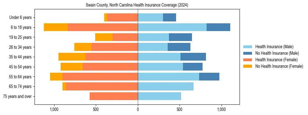 Health insurance pyramid for Swain County, North Carolina