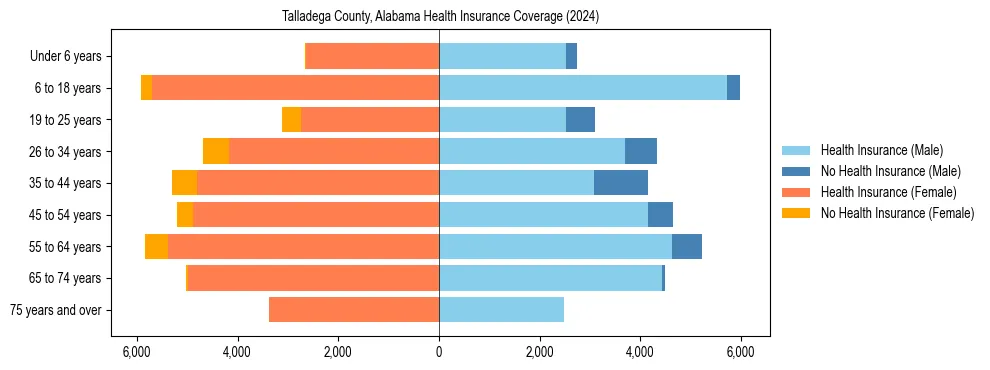 Health insurance pyramid for Talladega County, Alabama