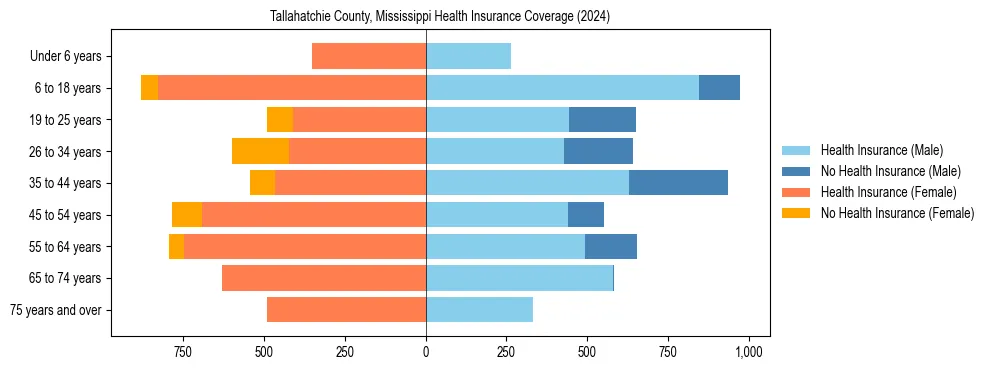 Health insurance pyramid for Tallahatchie County, Mississippi