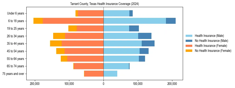 Health insurance pyramid for Tarrant County, Texas