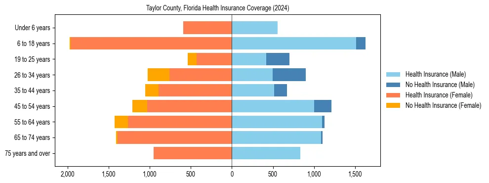 Health insurance pyramid for Taylor County, Florida