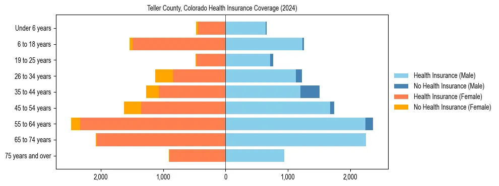Health insurance pyramid for Teller County, Colorado