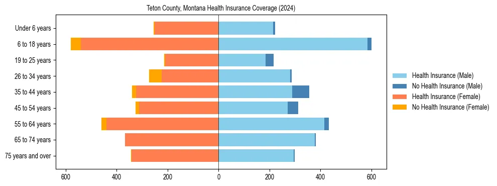Health insurance pyramid for Teton County, Montana