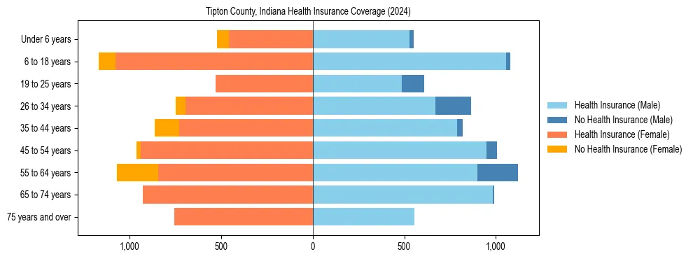 Health insurance pyramid for Tipton County, Indiana