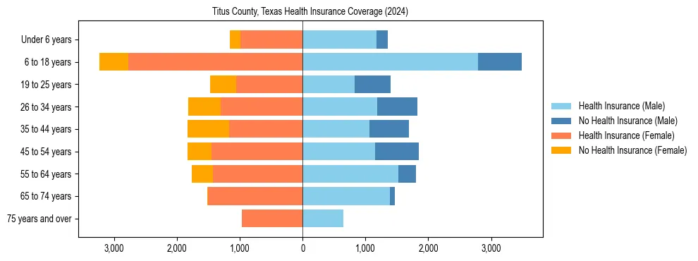 Health insurance pyramid for Titus County, Texas