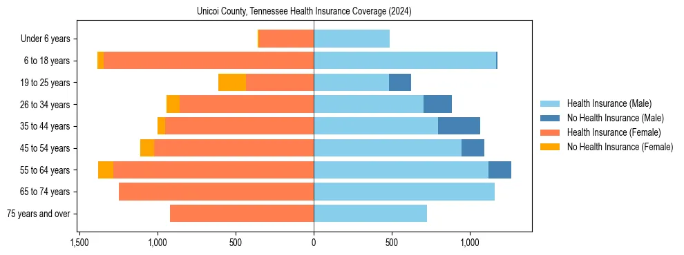 Health insurance pyramid for Unicoi County, Tennessee