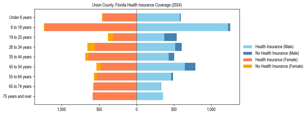Health insurance pyramid for Union County, Florida