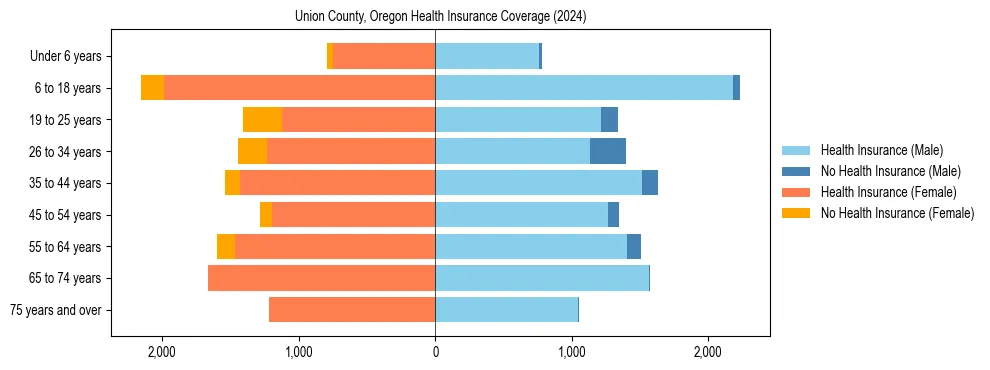 Health insurance pyramid for Union County, Oregon