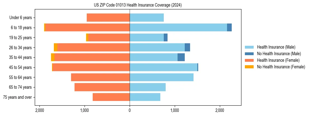 Health insurance pyramid for US ZIP Code 01013