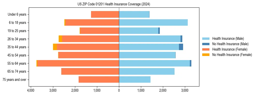 Health insurance pyramid for US ZIP Code 01201