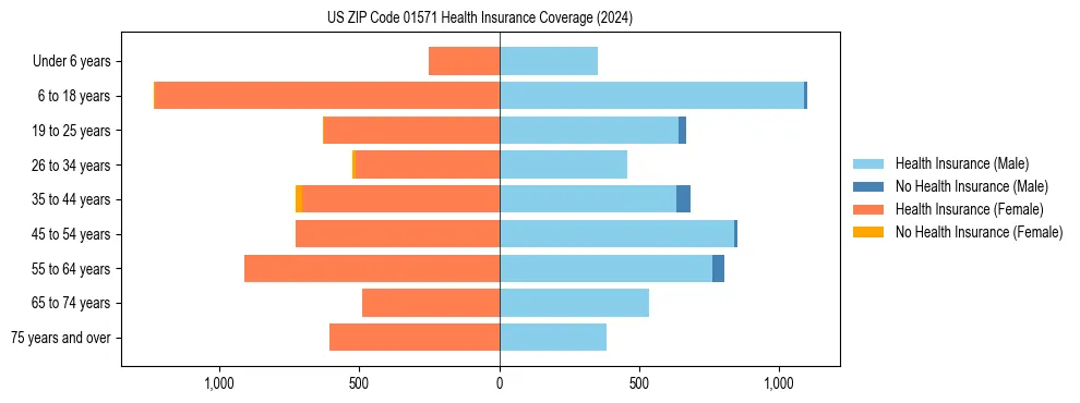 Health insurance pyramid for US ZIP Code 01571