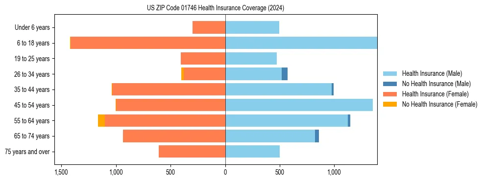 Health insurance pyramid for US ZIP Code 01746