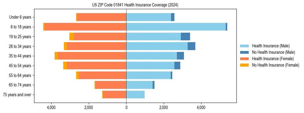 Health insurance pyramid for US ZIP Code 01841