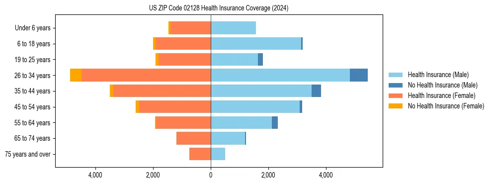 Health insurance pyramid for US ZIP Code 02128