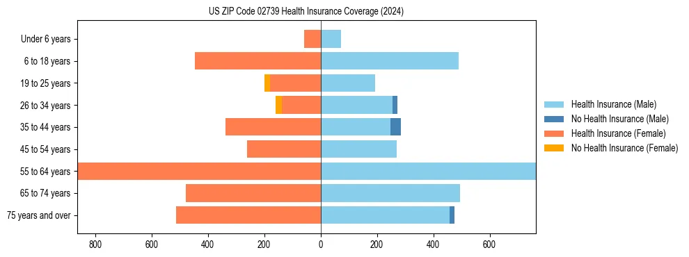 Health insurance pyramid for US ZIP Code 02739
