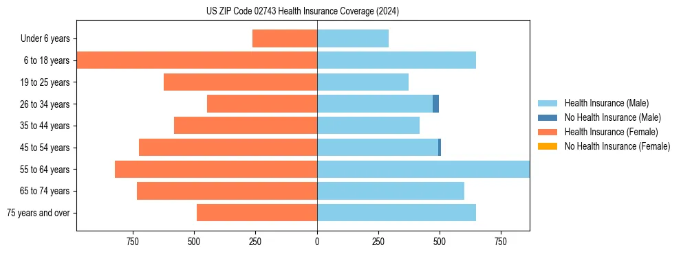 Health insurance pyramid for US ZIP Code 02743
