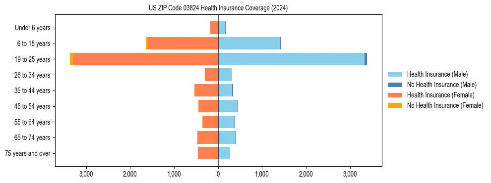 Health insurance pyramid for US ZIP Code 03824