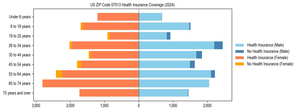 Health insurance pyramid for US ZIP Code 07013