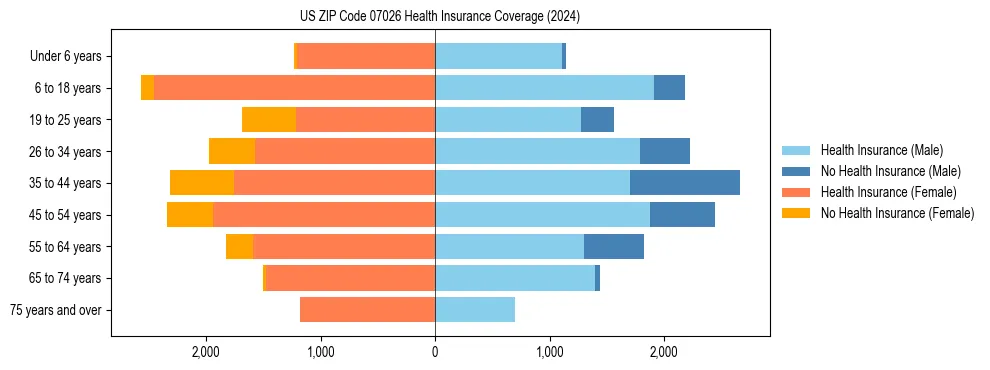 Health insurance pyramid for US ZIP Code 07026