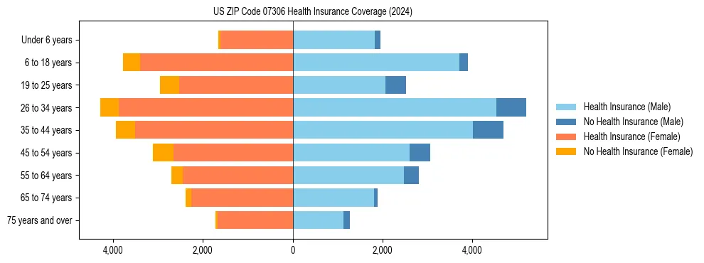 Health insurance pyramid for US ZIP Code 07306