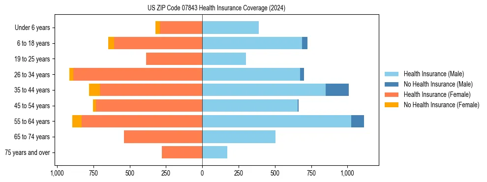 Health insurance pyramid for US ZIP Code 07843