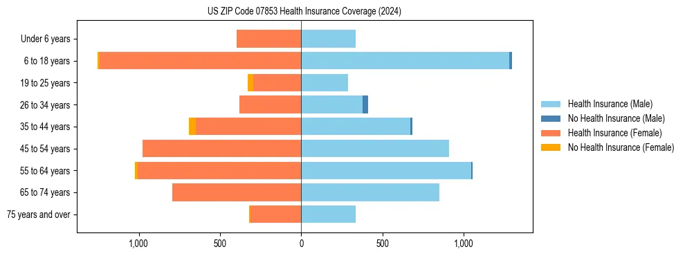 Health insurance pyramid for US ZIP Code 07853