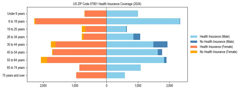 Health insurance pyramid for US ZIP Code 07901