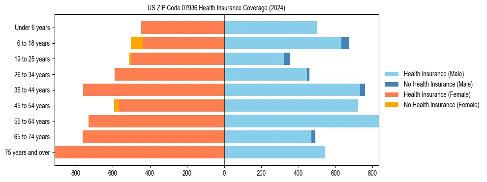 Health insurance pyramid for US ZIP Code 07936