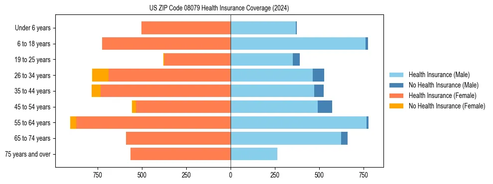 Health insurance pyramid for US ZIP Code 08079