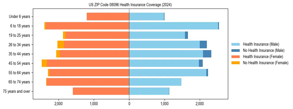 Health insurance pyramid for US ZIP Code 08096