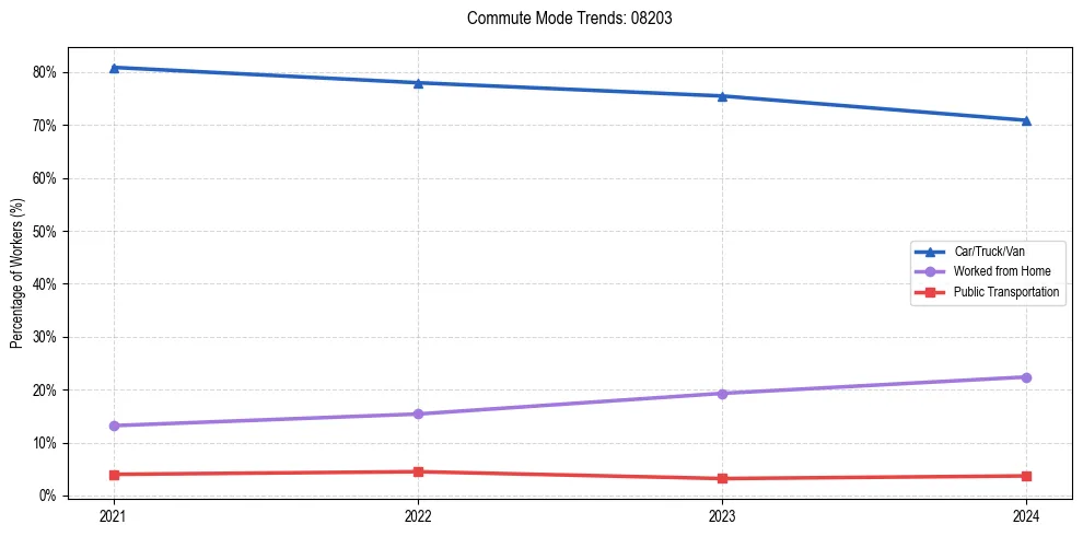 Transportation trends in US ZIP Code 08203