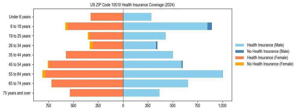 Health insurance pyramid for US ZIP Code 10510