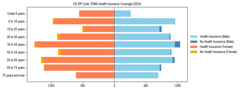 Health insurance pyramid for US ZIP Code 10960
