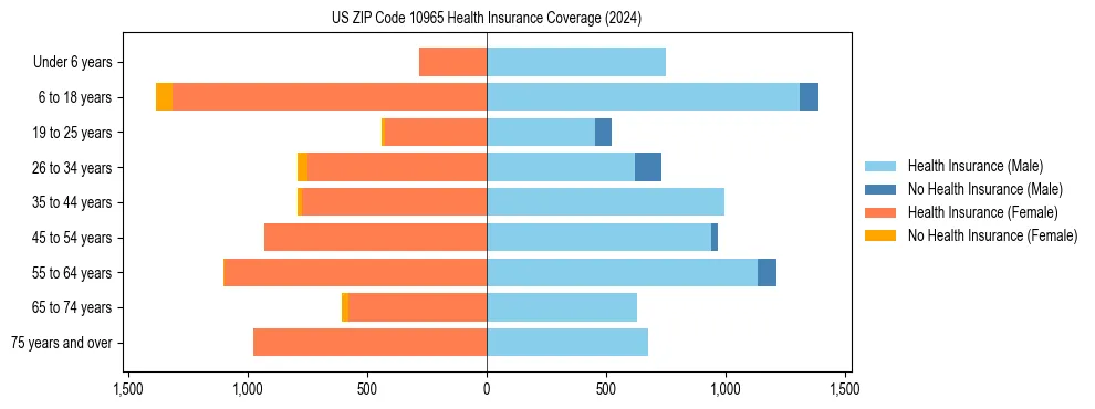 Health insurance pyramid for US ZIP Code 10965