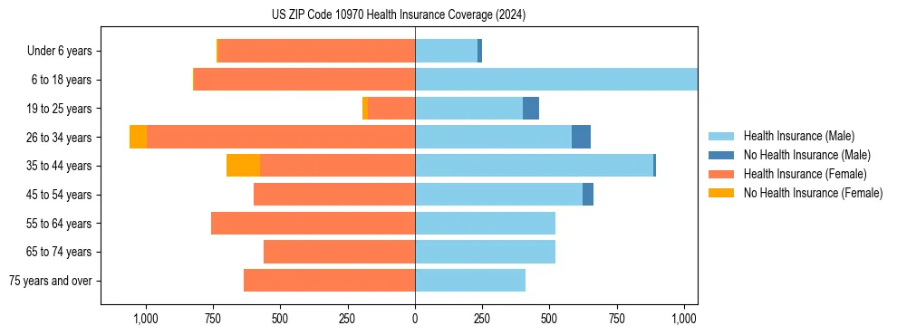 Health insurance pyramid for US ZIP Code 10970