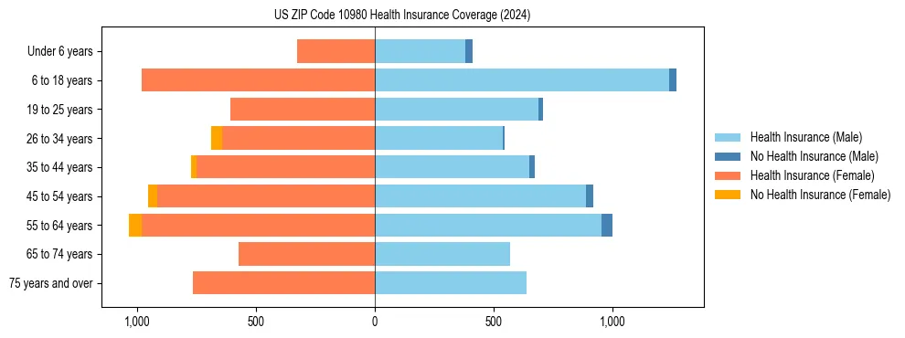 Health insurance pyramid for US ZIP Code 10980