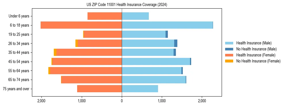 Health insurance pyramid for US ZIP Code 11001