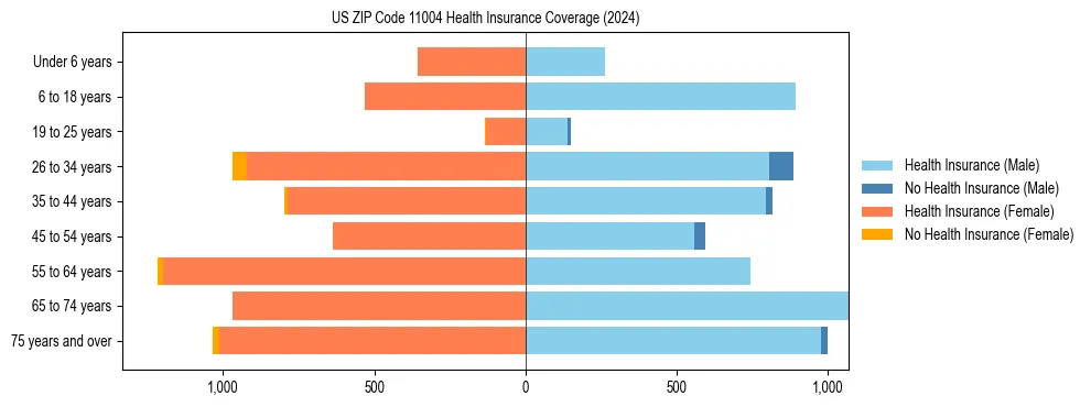 Health insurance pyramid for US ZIP Code 11004