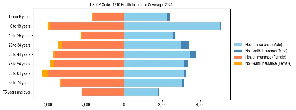 Health insurance pyramid for US ZIP Code 11210