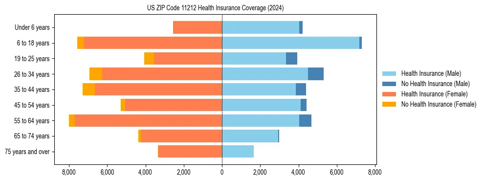Health insurance pyramid for US ZIP Code 11212