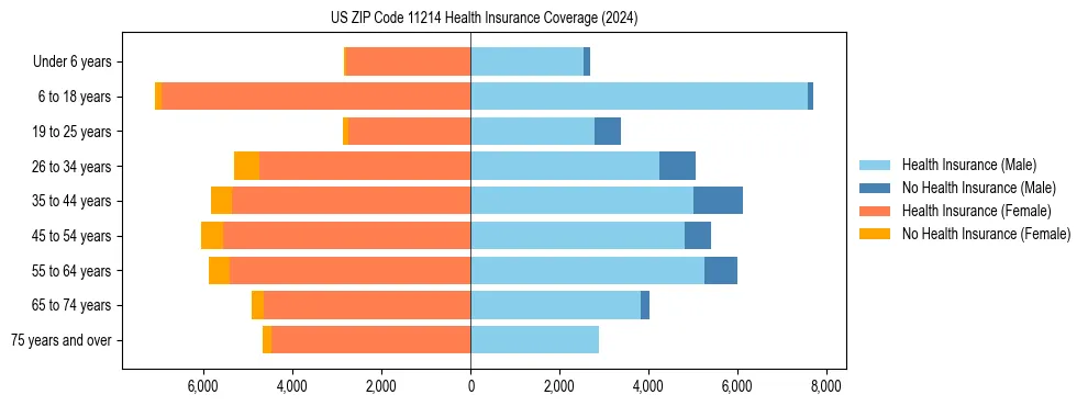 Health insurance pyramid for US ZIP Code 11214