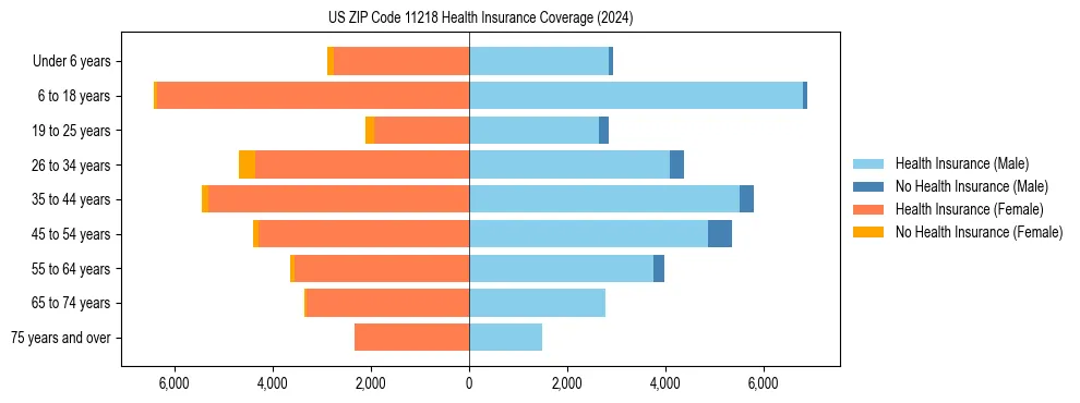Health insurance pyramid for US ZIP Code 11218