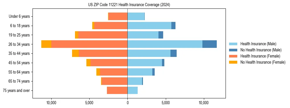 Health insurance pyramid for US ZIP Code 11221