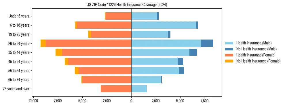 Health insurance pyramid for US ZIP Code 11226